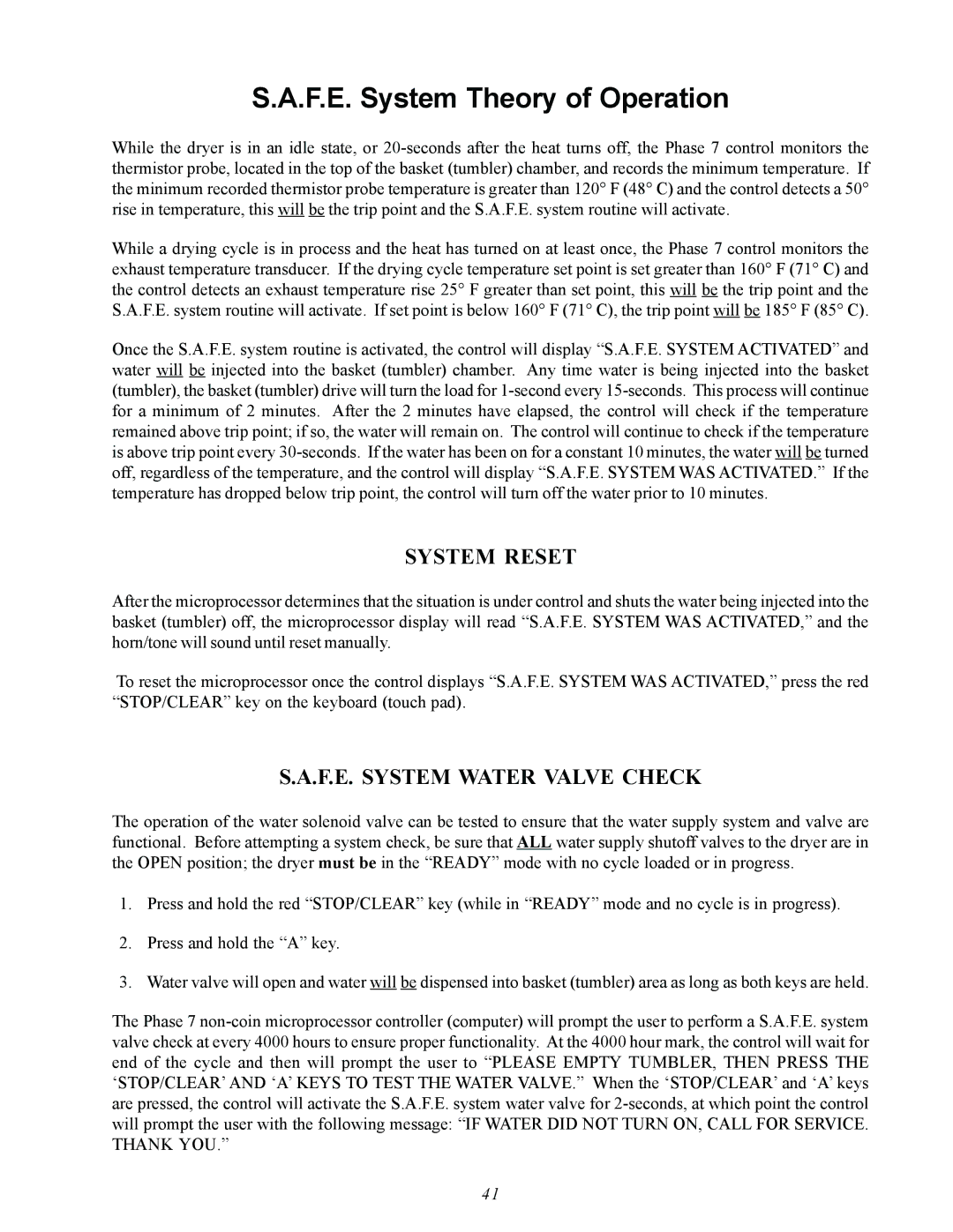 American Dryer Corp MDG50MNV, MDG50PNH installation manual F.E. System Theory of Operation 