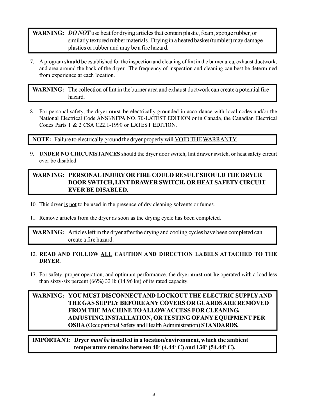 American Dryer Corp MDG50PNH, MDG50MNV installation manual 