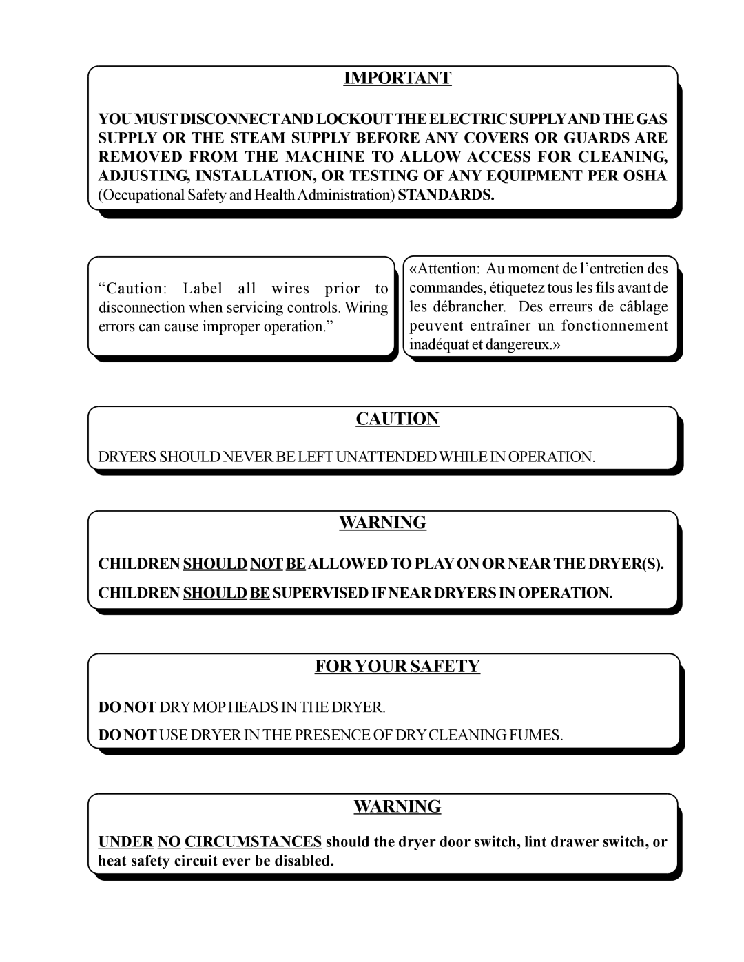 American Dryer Corp MDG50V installation manual For Your Safety 