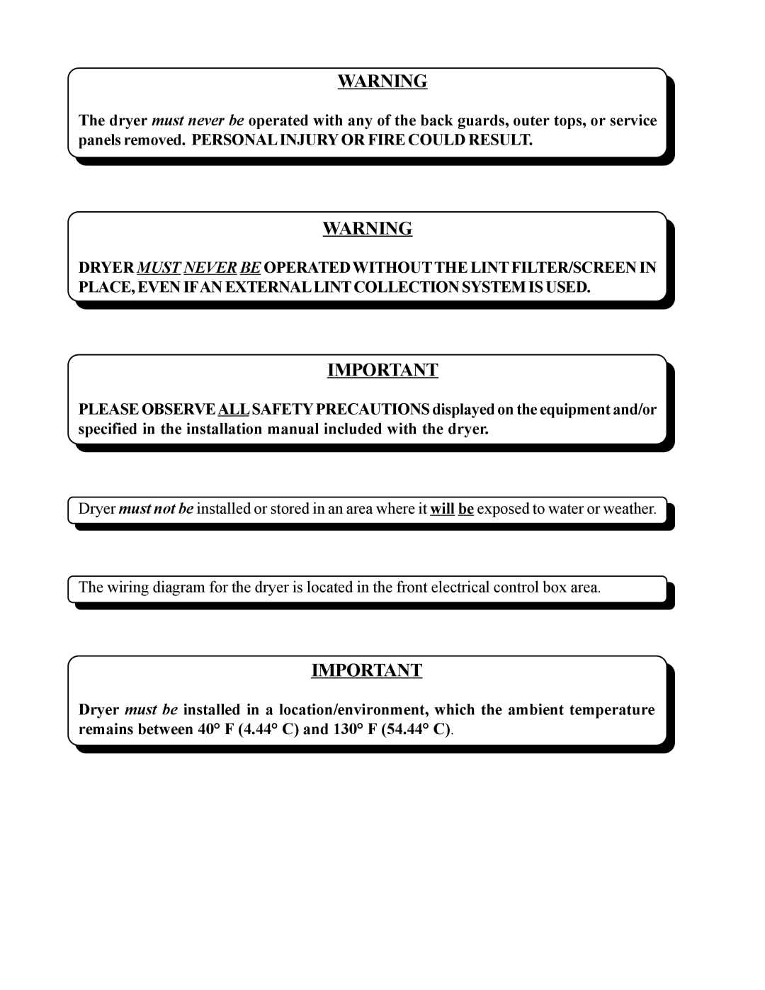 American Dryer Corp MDG50V installation manual 