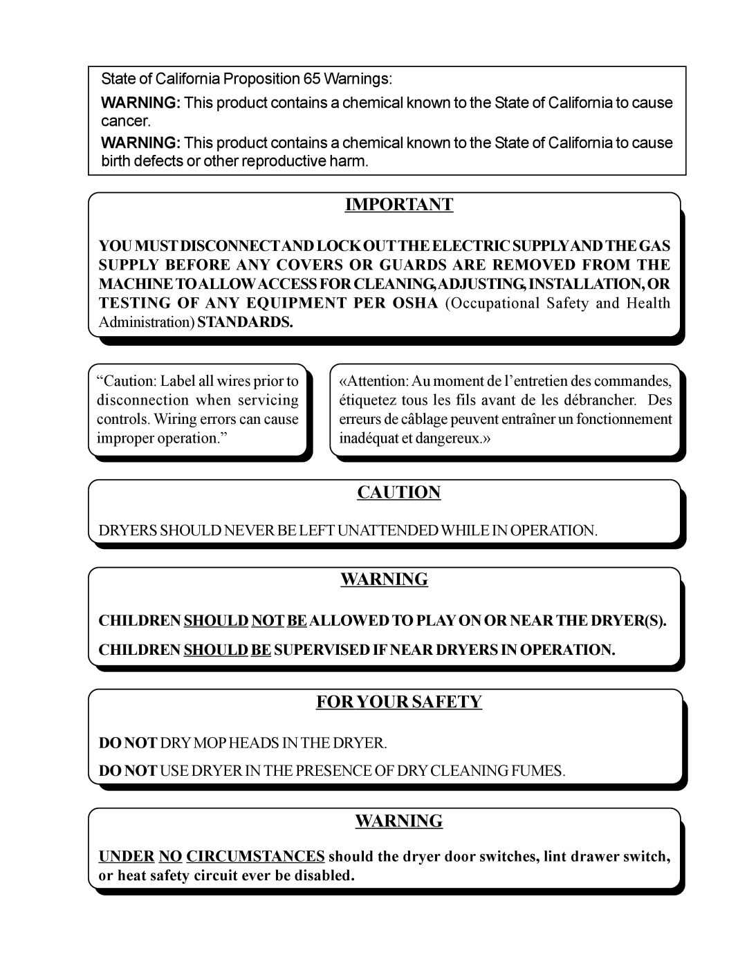 American Dryer Corp MDG75MNV, MDG75PNH installation manual For Your Safety 