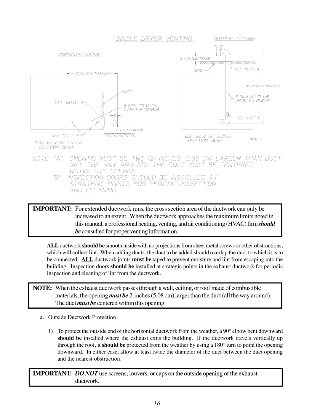 American Dryer Corp MDG75V installation manual 