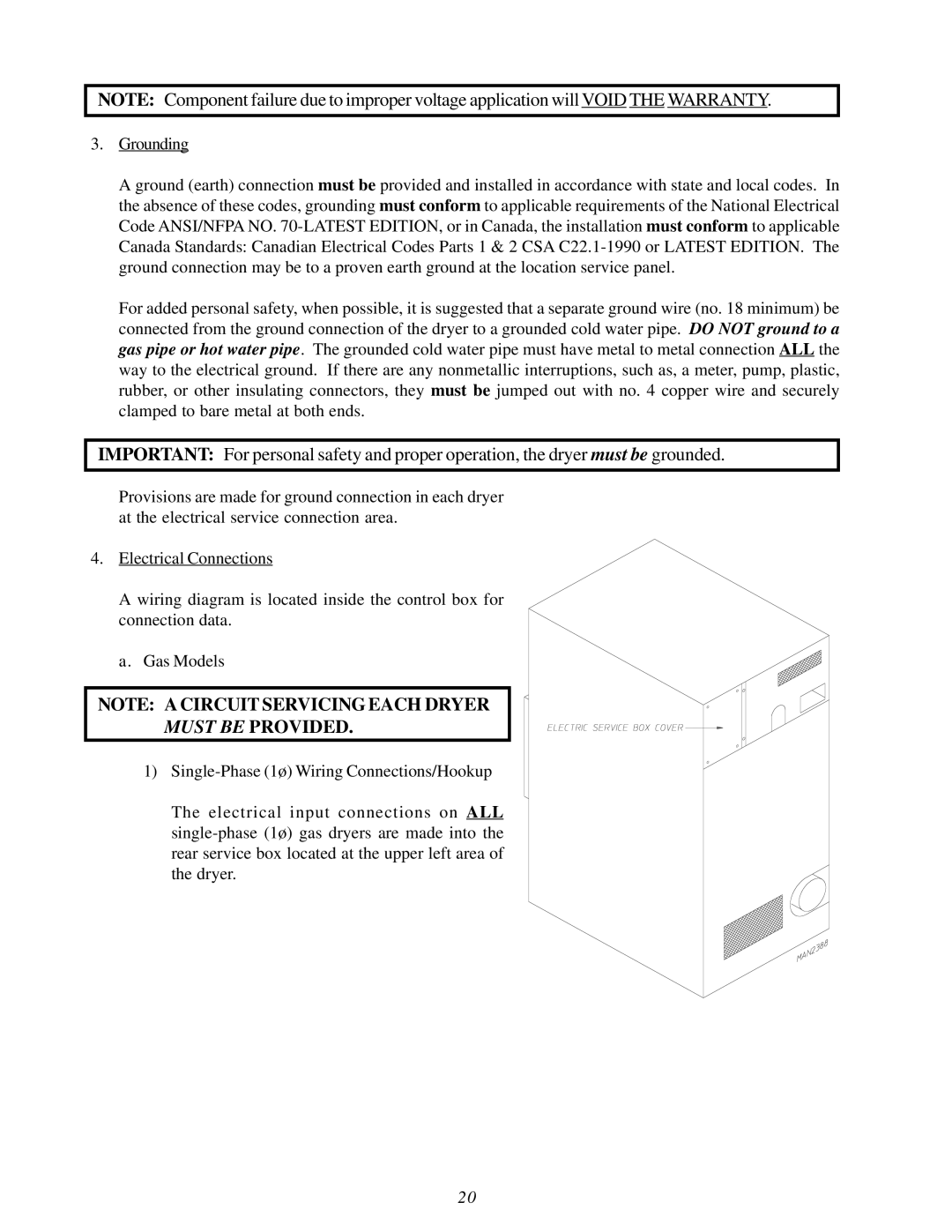 American Dryer Corp MDG75V installation manual Must be Provided 