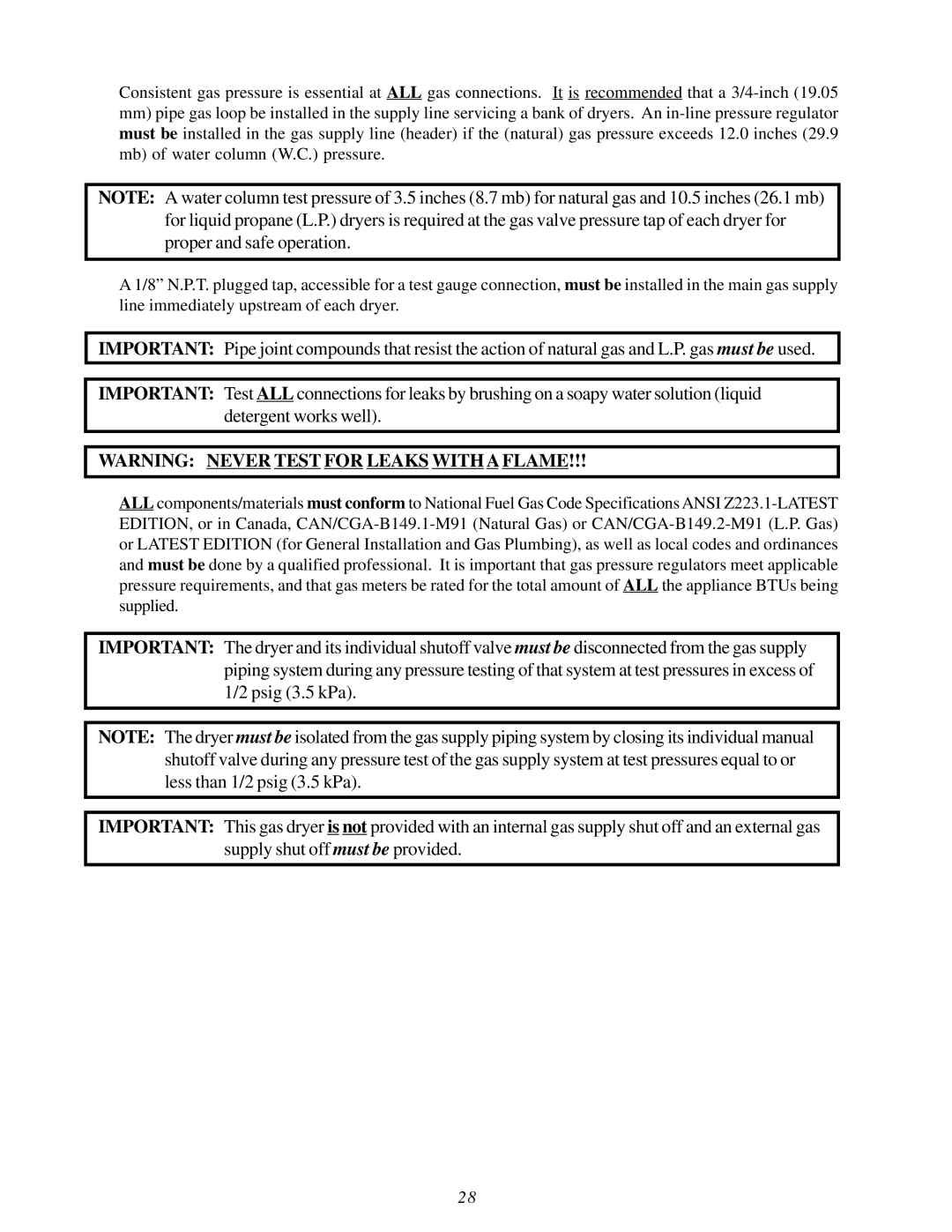 American Dryer Corp MDG75V installation manual 