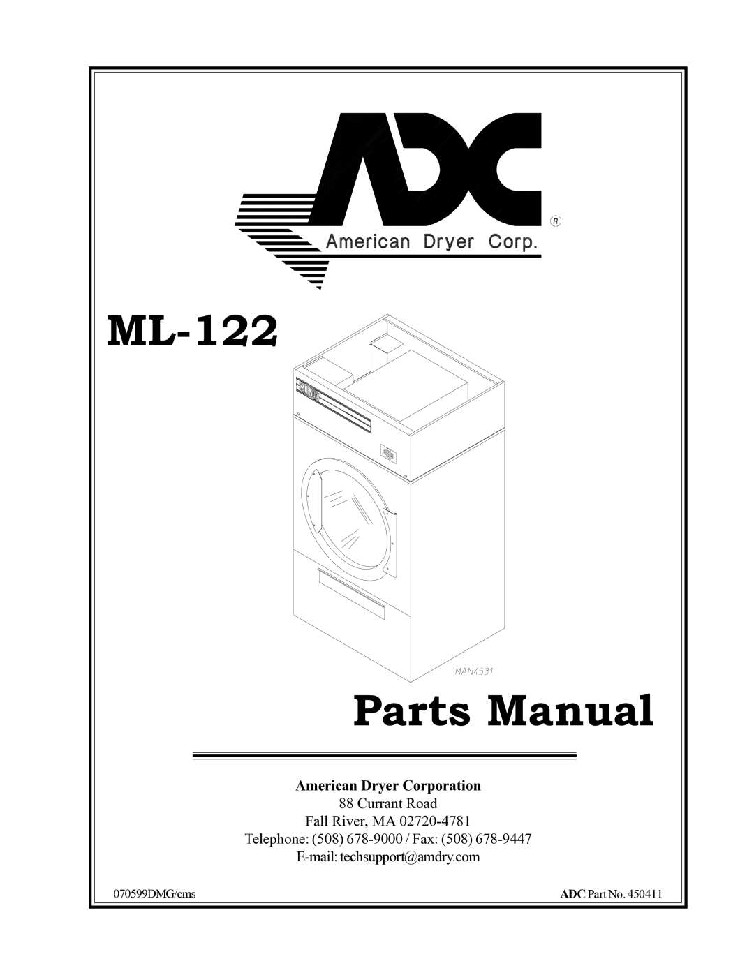 American Dryer Corp ML-122 manual 