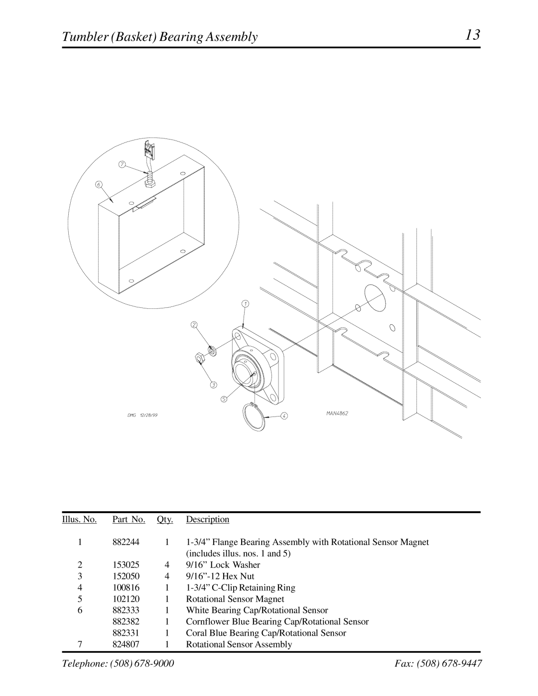 American Dryer Corp ML-122 manual Tumbler Basket Bearing Assembly 