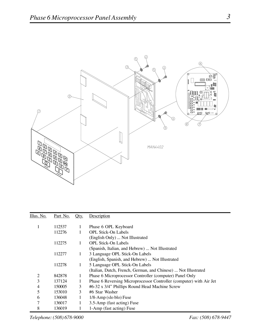 American Dryer Corp ML-122 manual Phase 6 Microprocessor Panel Assembly 