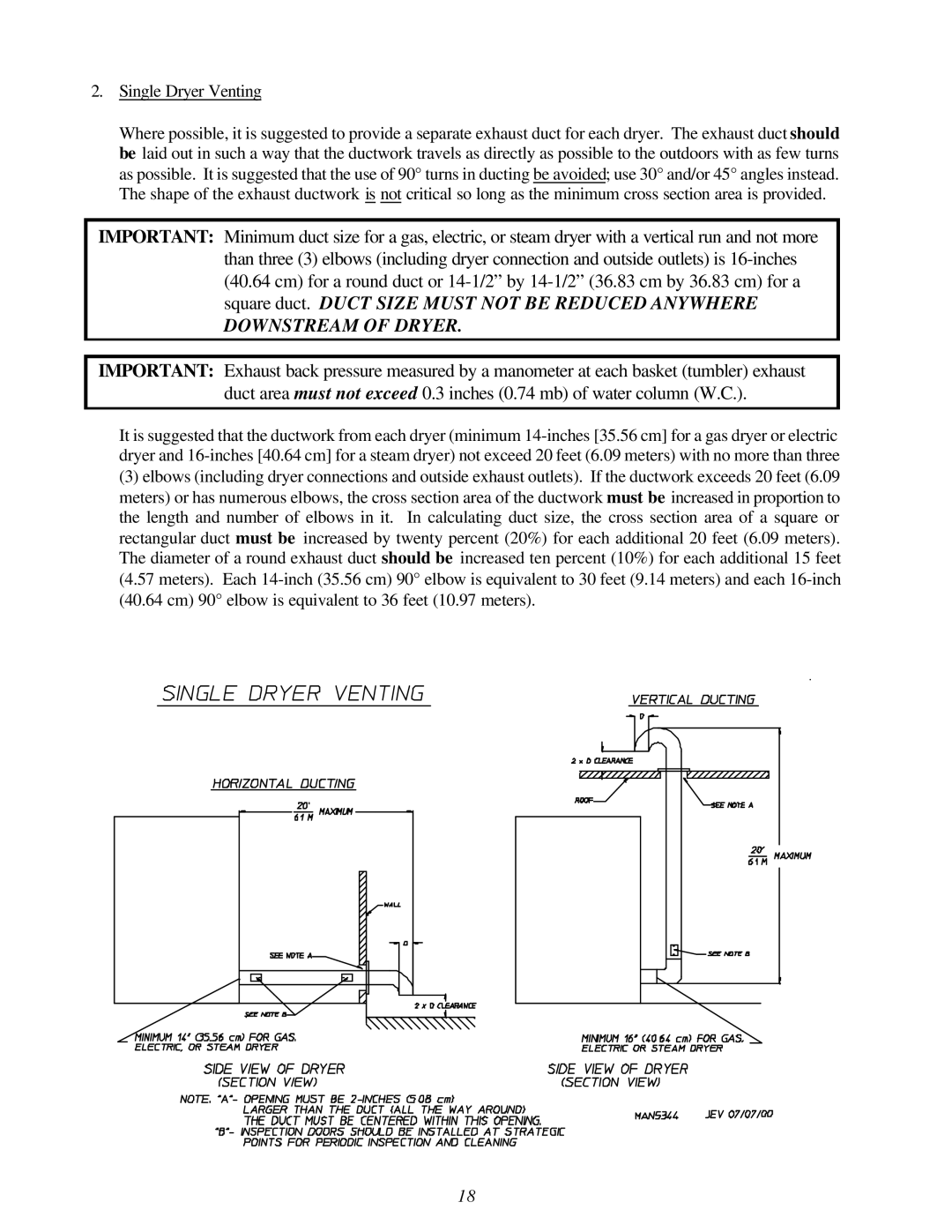 American Dryer Corp ML-130 II installation manual Downstream of Dryer 