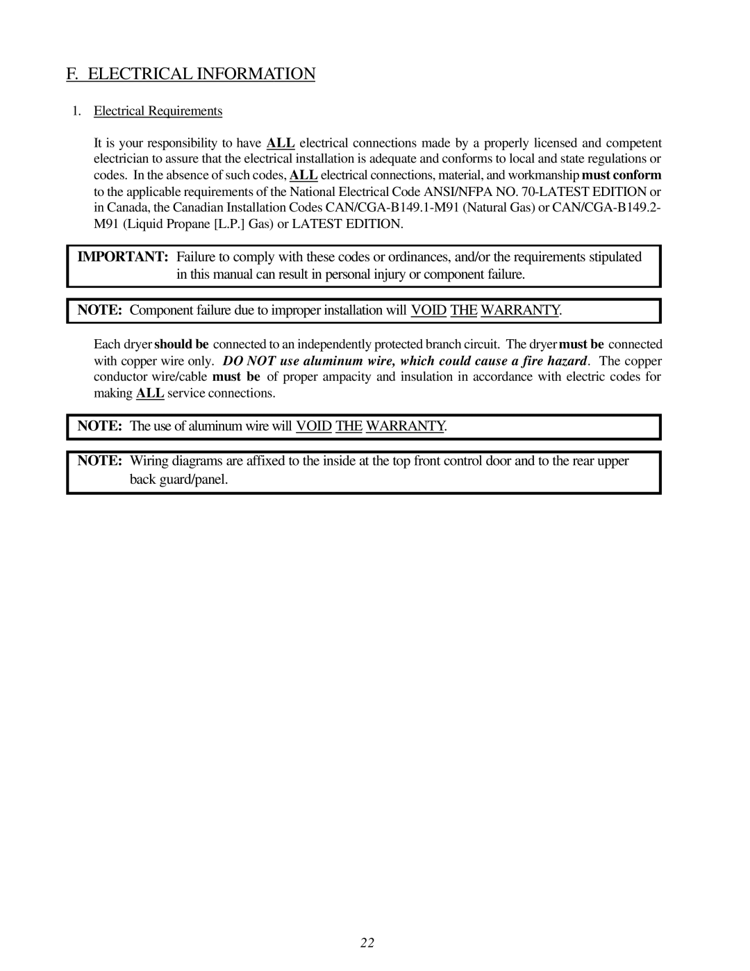 American Dryer Corp ML-130 II installation manual Electrical Information 