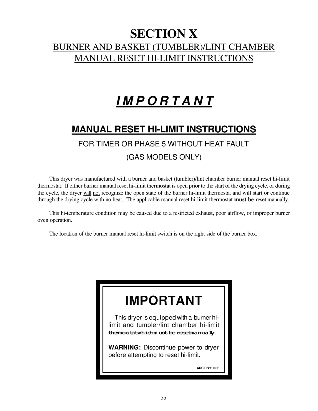 American Dryer Corp ML-130 II installation manual P O R T a N T 