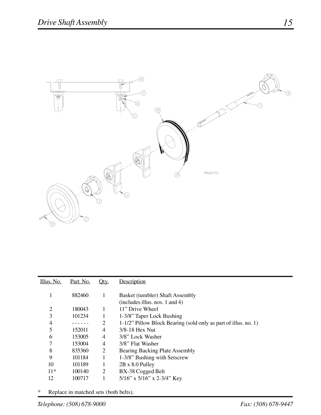 American Dryer Corp ML-175 manual Drive Shaft Assembly 