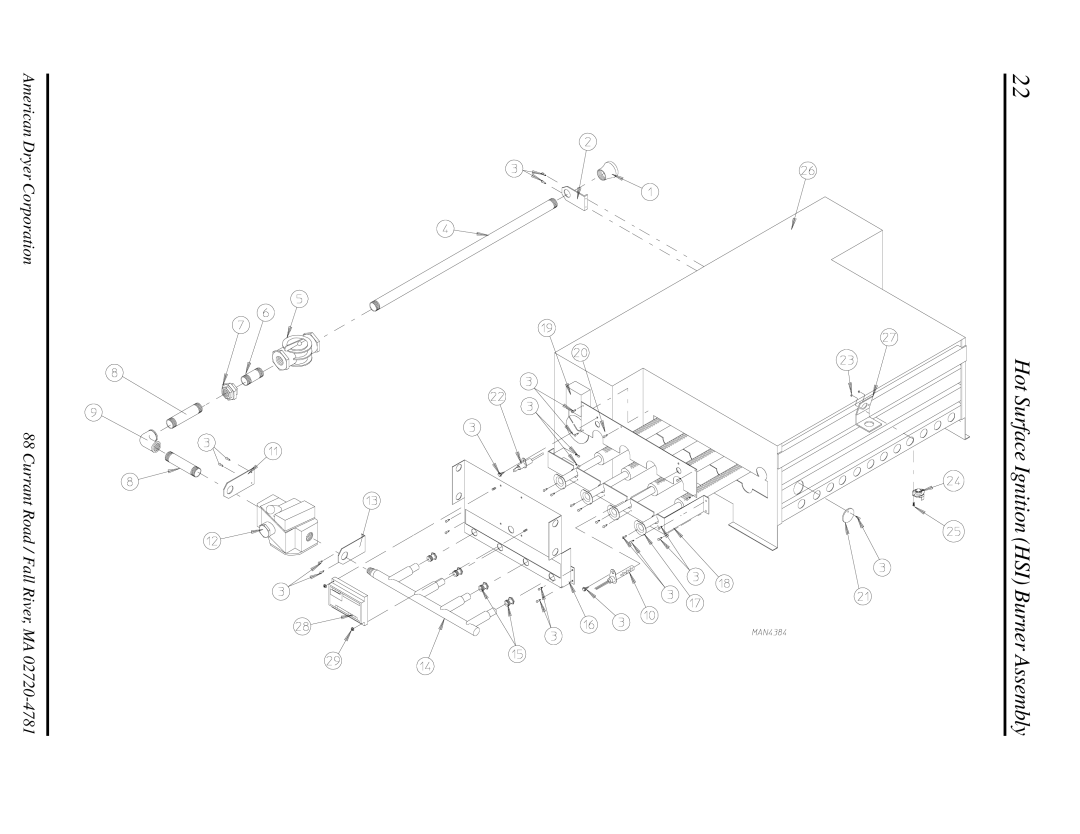 American Dryer Corp ML-175 manual Hot Surface Ignition HSI Burner Assembly 