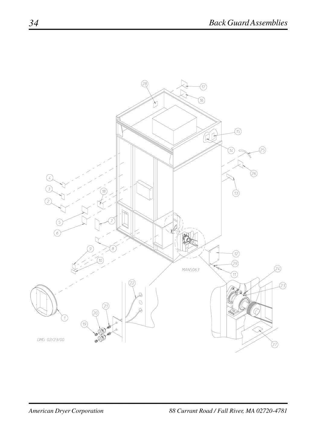 American Dryer Corp ML-175 manual Back Guard Assemblies 