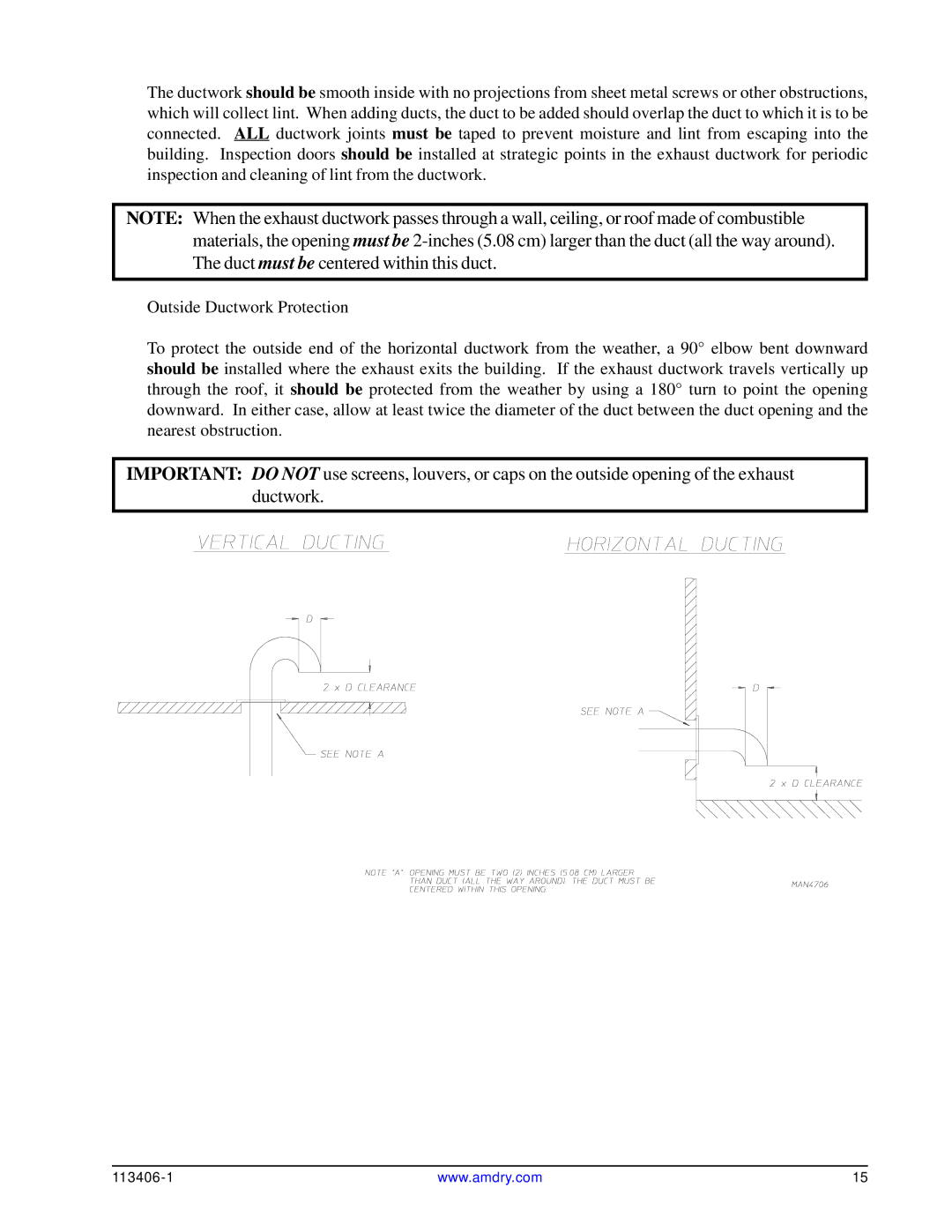 American Dryer Corp ML-175DR installation manual 113406-1 