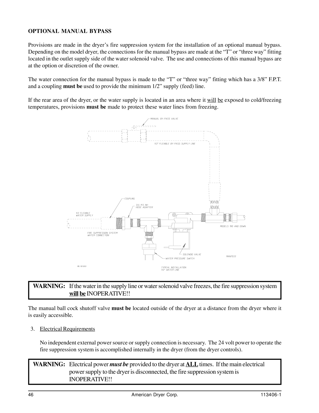 American Dryer Corp ML-175DR installation manual Inoperative 