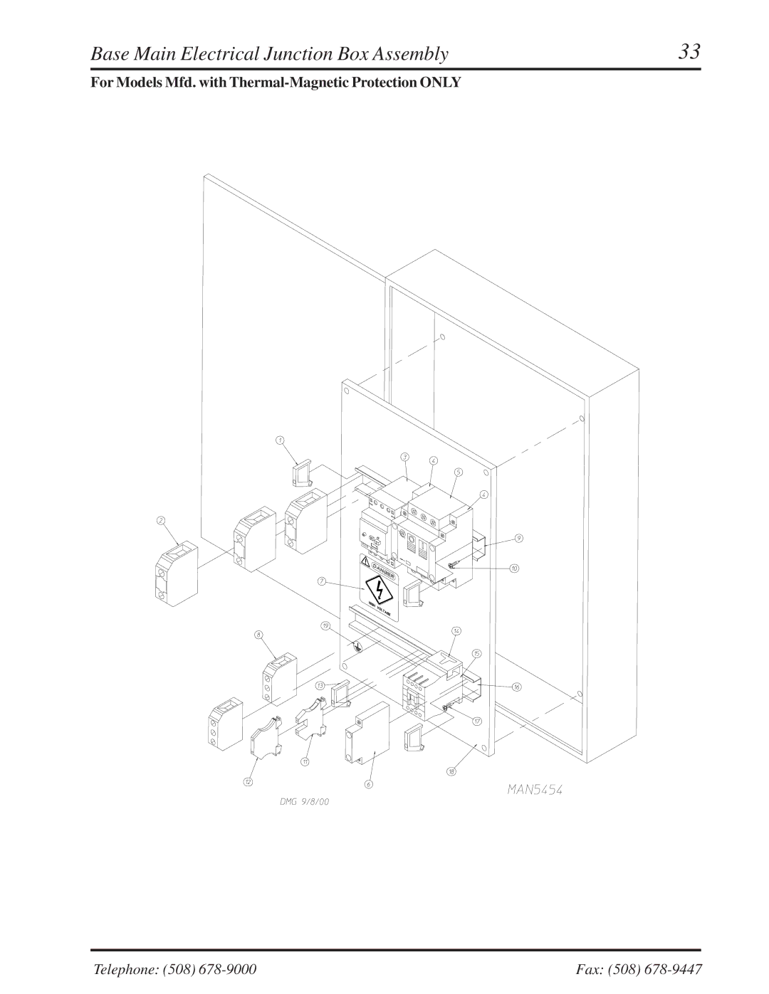 American Dryer Corp ML-310 manual Base Main Electrical Junction Box Assembly 