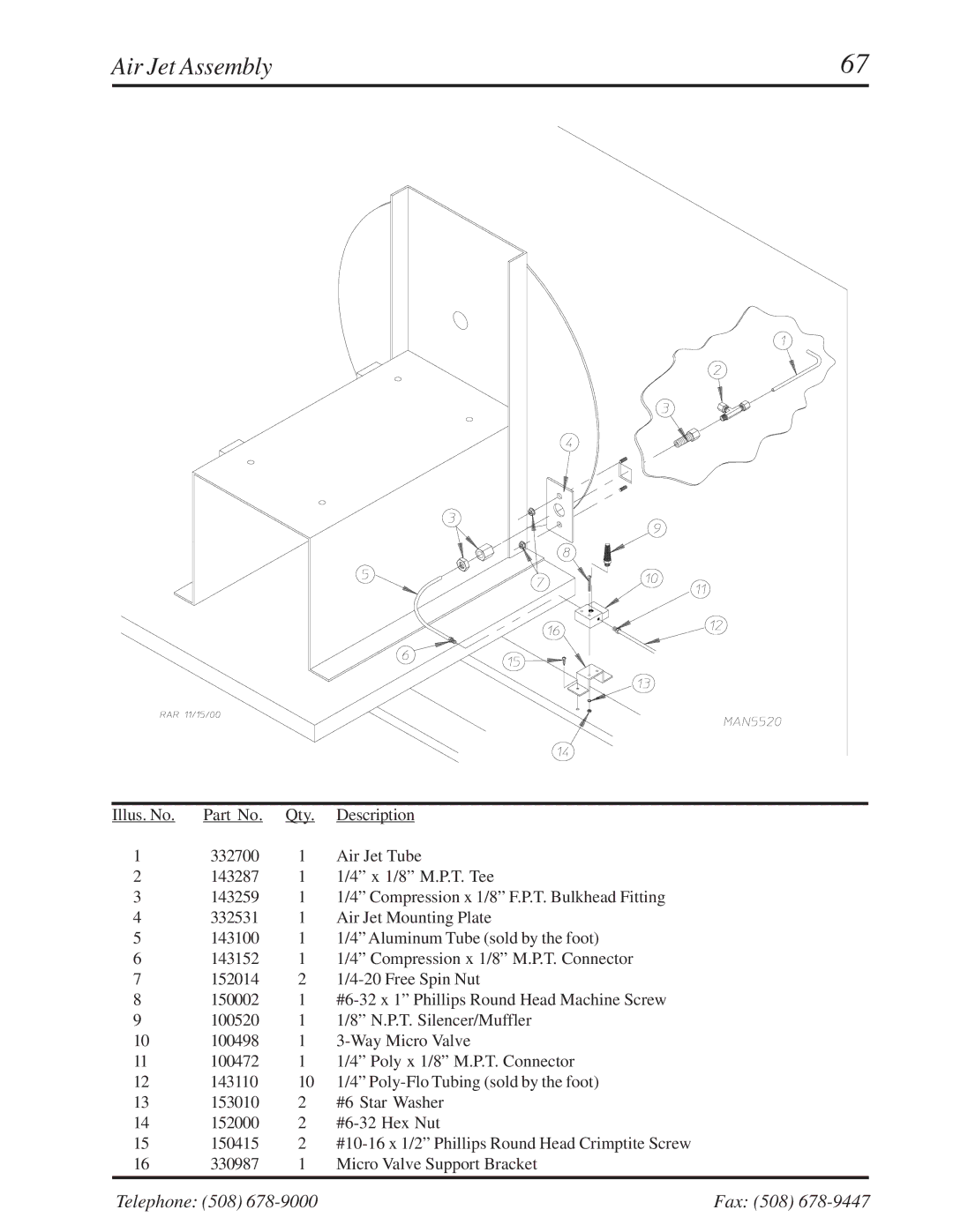 American Dryer Corp ML-310 manual Air Jet Assembly 