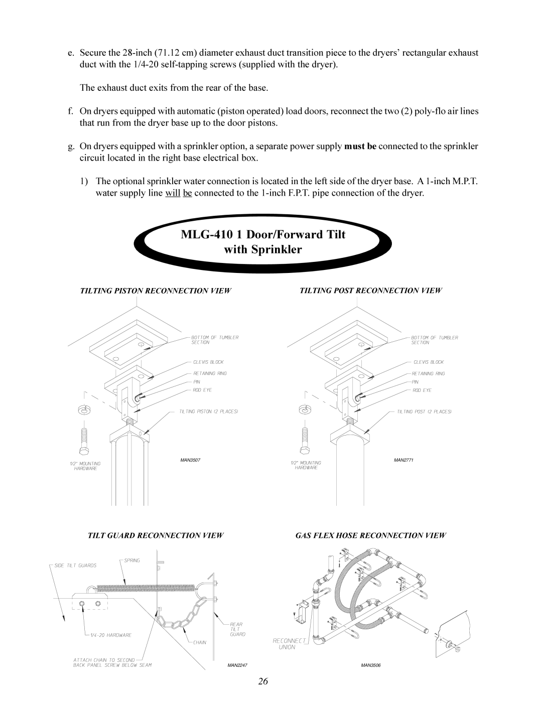 American Dryer Corp ML-410 manual MLG-410 1 Door/Forward Tilt With Sprinkler 