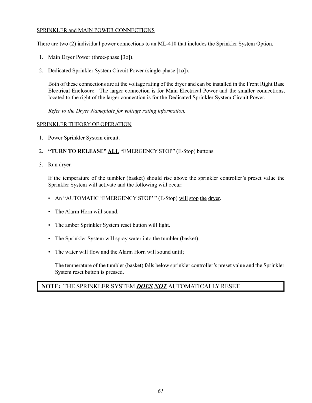 American Dryer Corp ML-410 manual Refer to the Dryer Nameplate for voltage rating information 