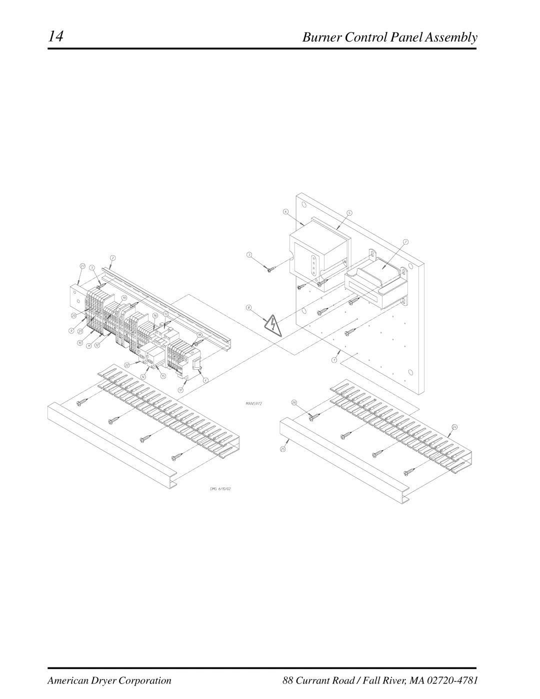 American Dryer Corp ML-460 manual Burner Control Panel Assembly 