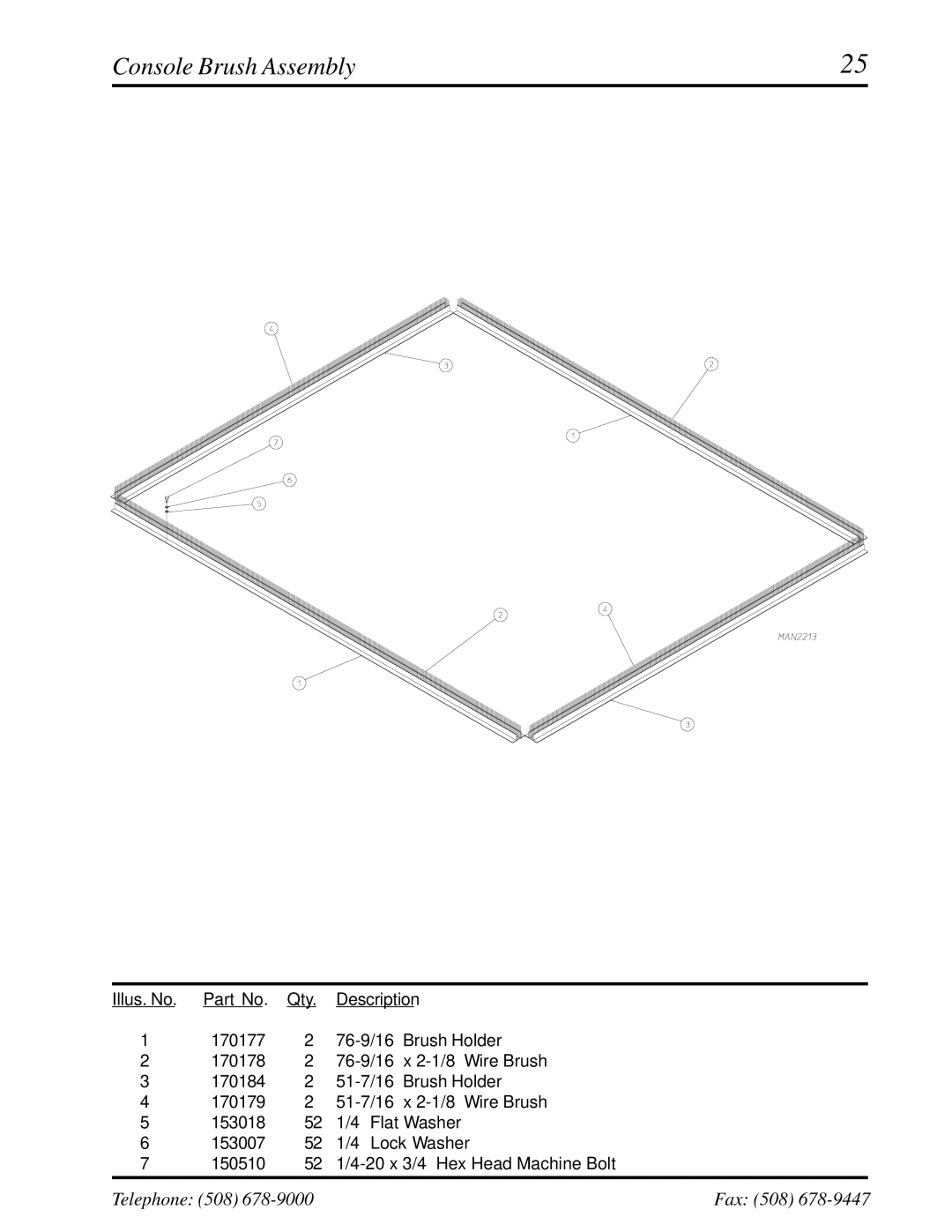 American Dryer Corp ML-460 manual Console Brush Assembly 