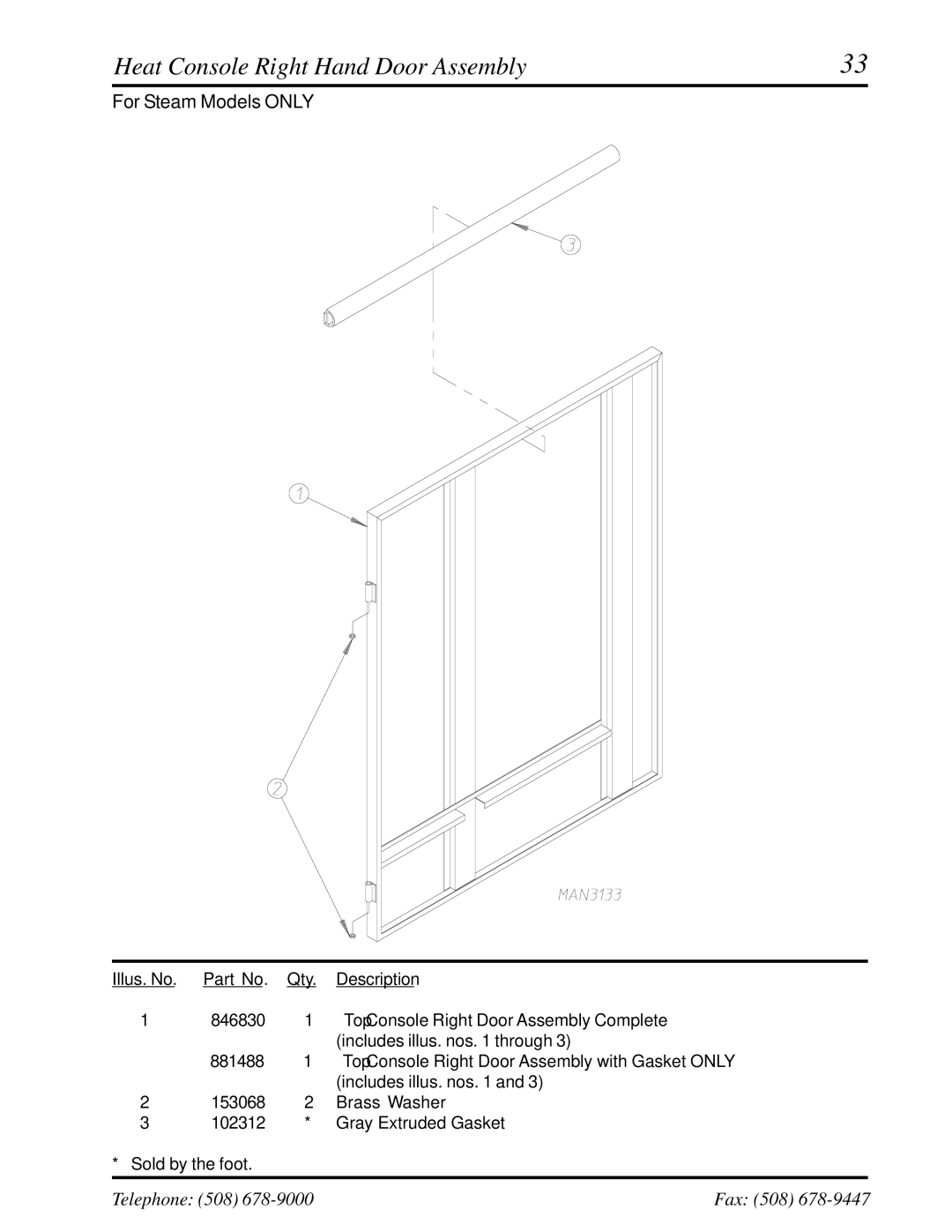 American Dryer Corp ML-460 manual Heat Console Right Hand Door Assembly 