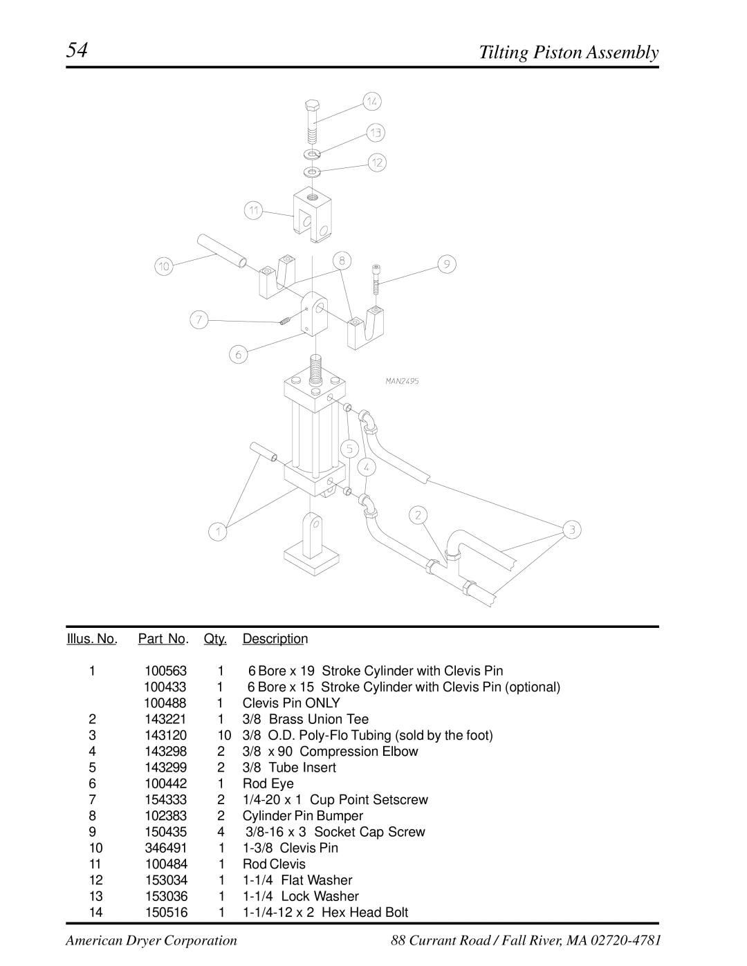 American Dryer Corp ML-460 manual Tilting Piston Assembly 