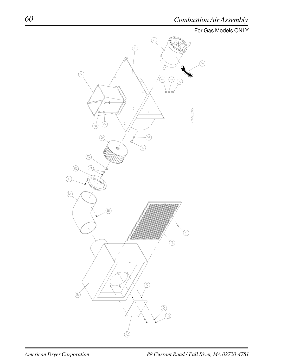 American Dryer Corp ML-460 manual Combustion Air Assembly 
