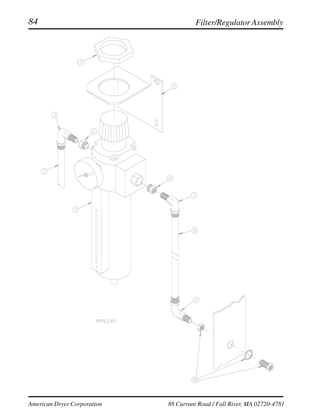 American Dryer Corp ML-460 manual Filter/Regulator Assembly 