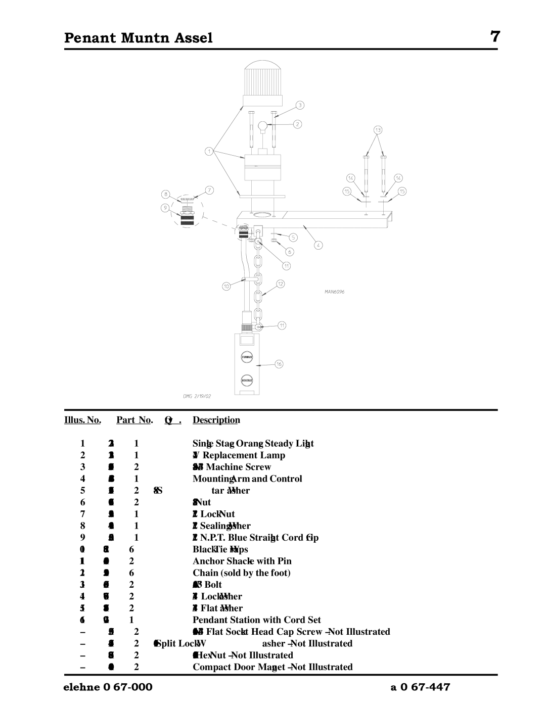 American Dryer Corp ML-460 manual Pendant Mounting Assembly 