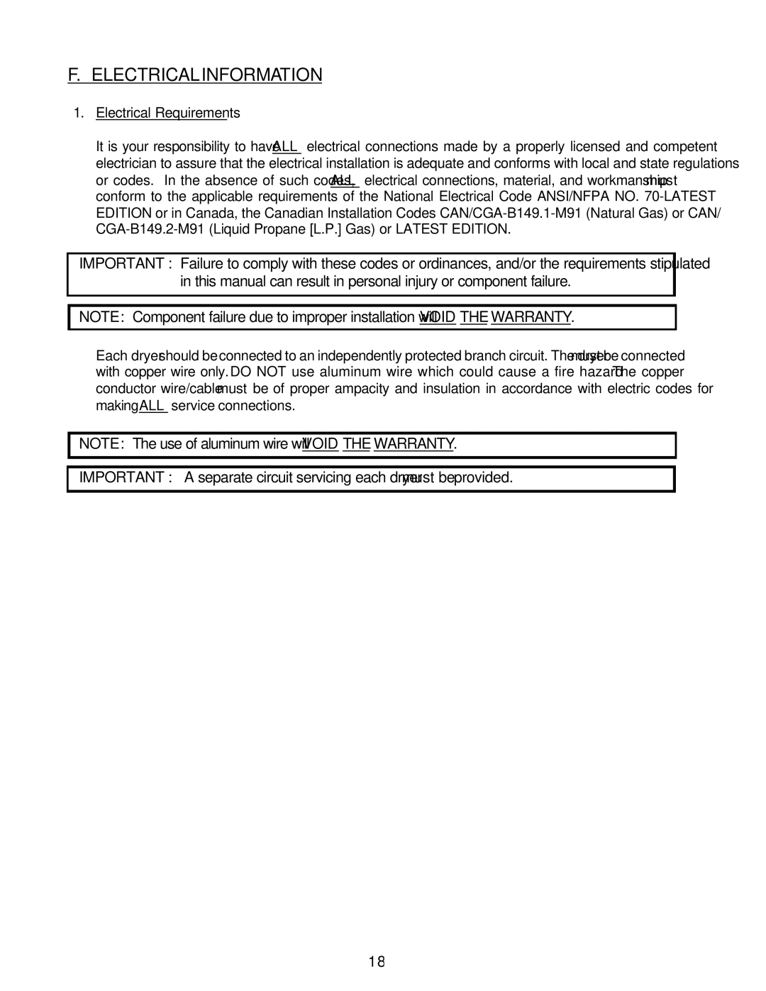 American Dryer Corp ML-55HS installation manual Electrical Information 