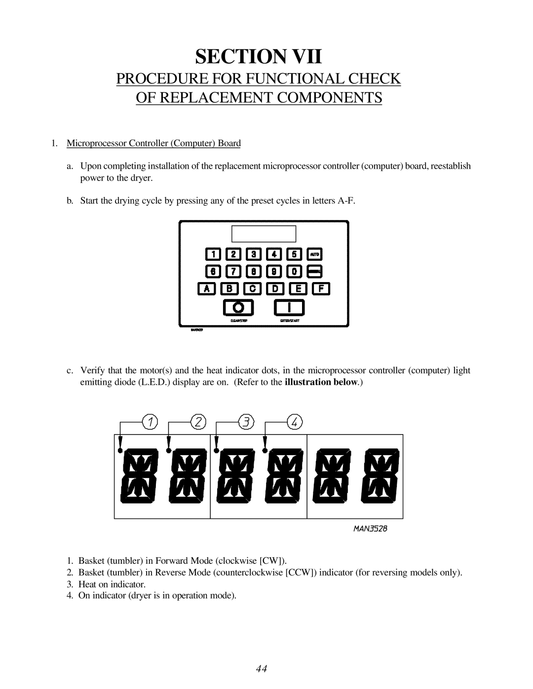 American Dryer Corp ML-55HS installation manual Procedure for Functional Check Replacement Components 