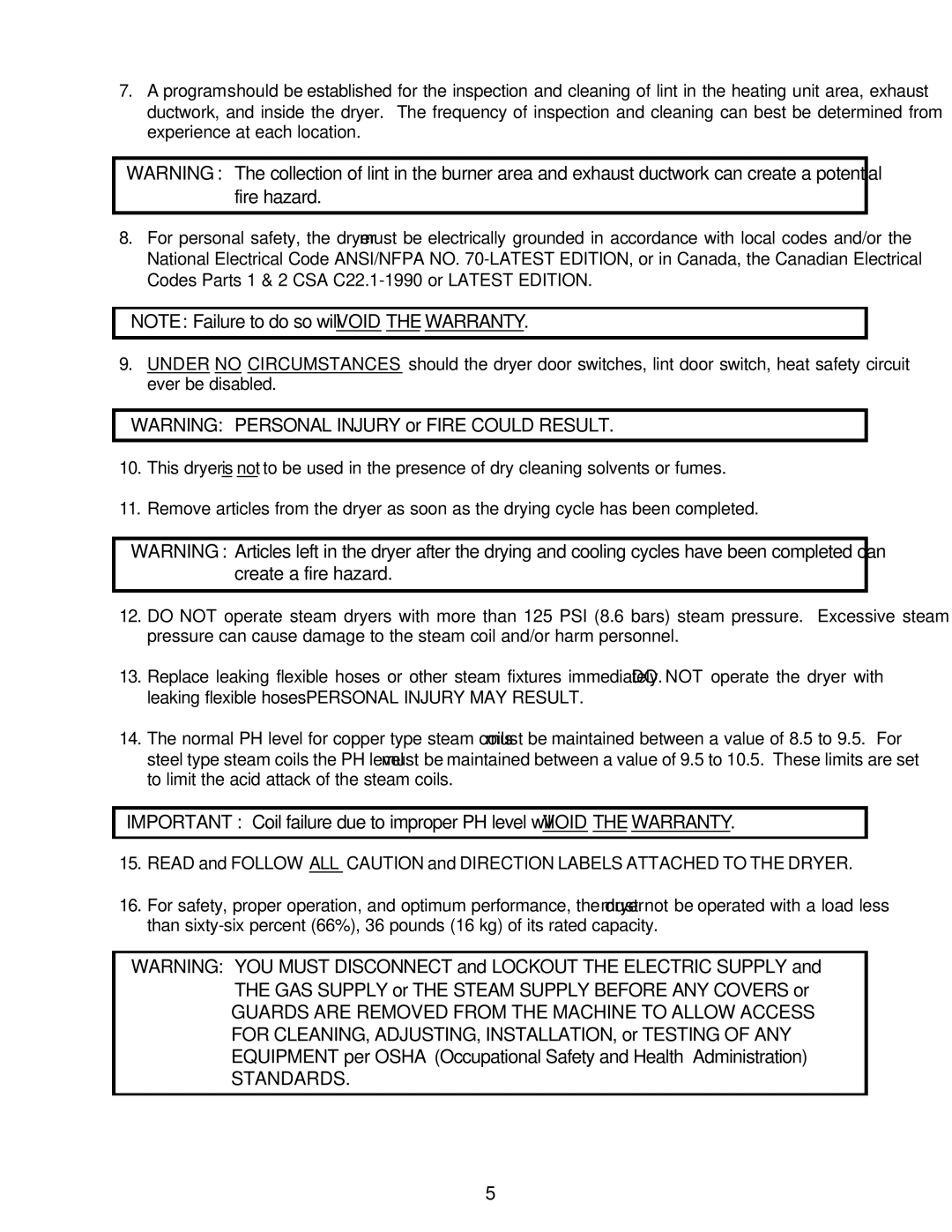 American Dryer Corp ML-55HS installation manual Standards 