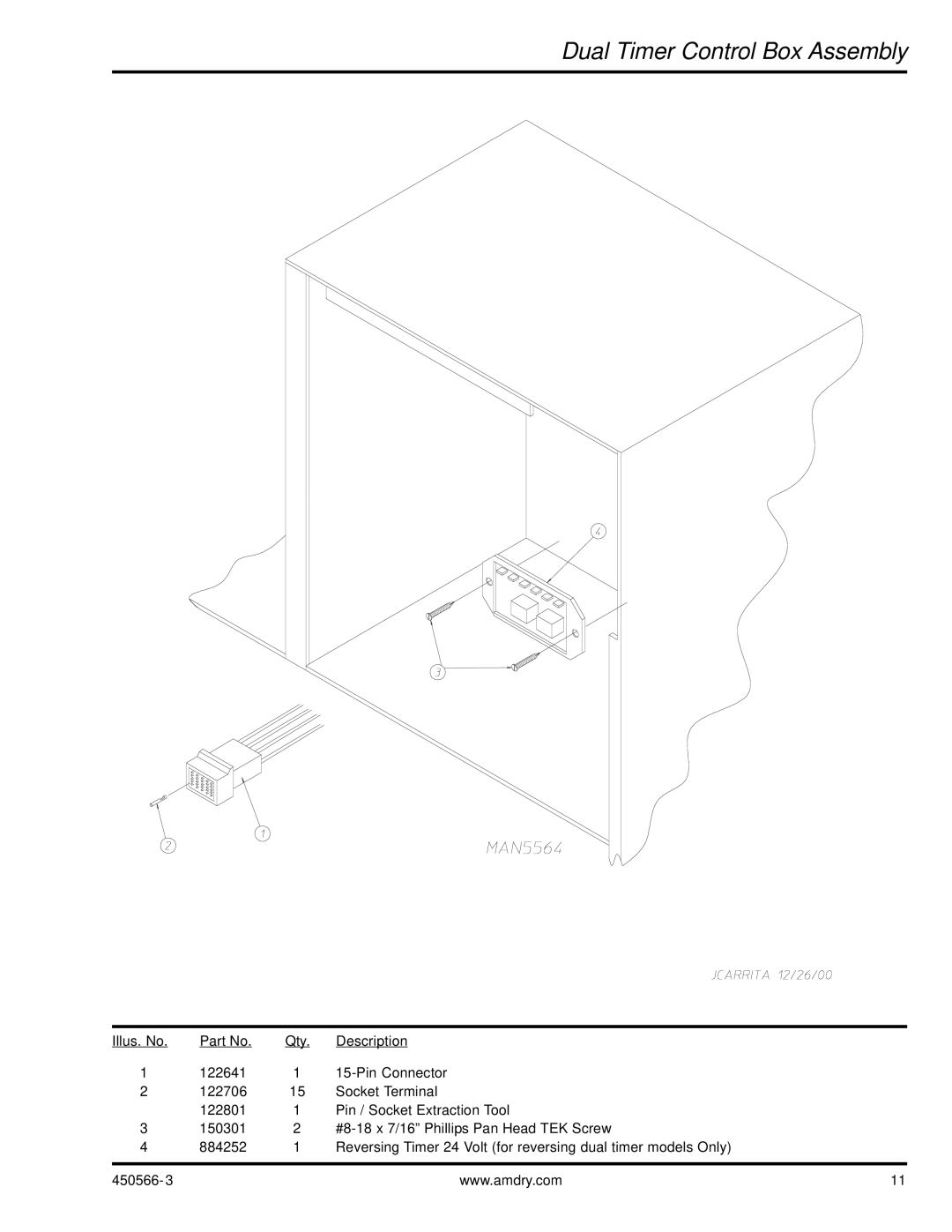 American Dryer Corp ML-758 manual Dual Timer Control Box Assembly 