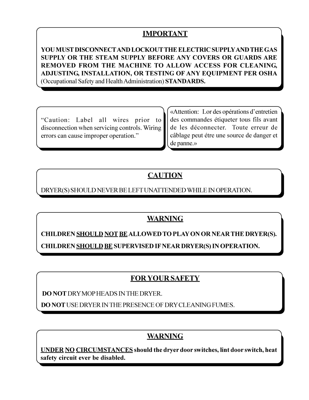 American Dryer Corp ML-75DIII installation manual For Your Safety 