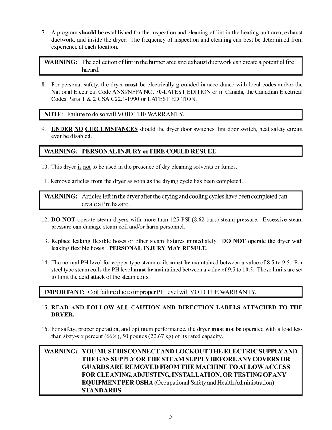 American Dryer Corp ML-75DIII installation manual Standards 