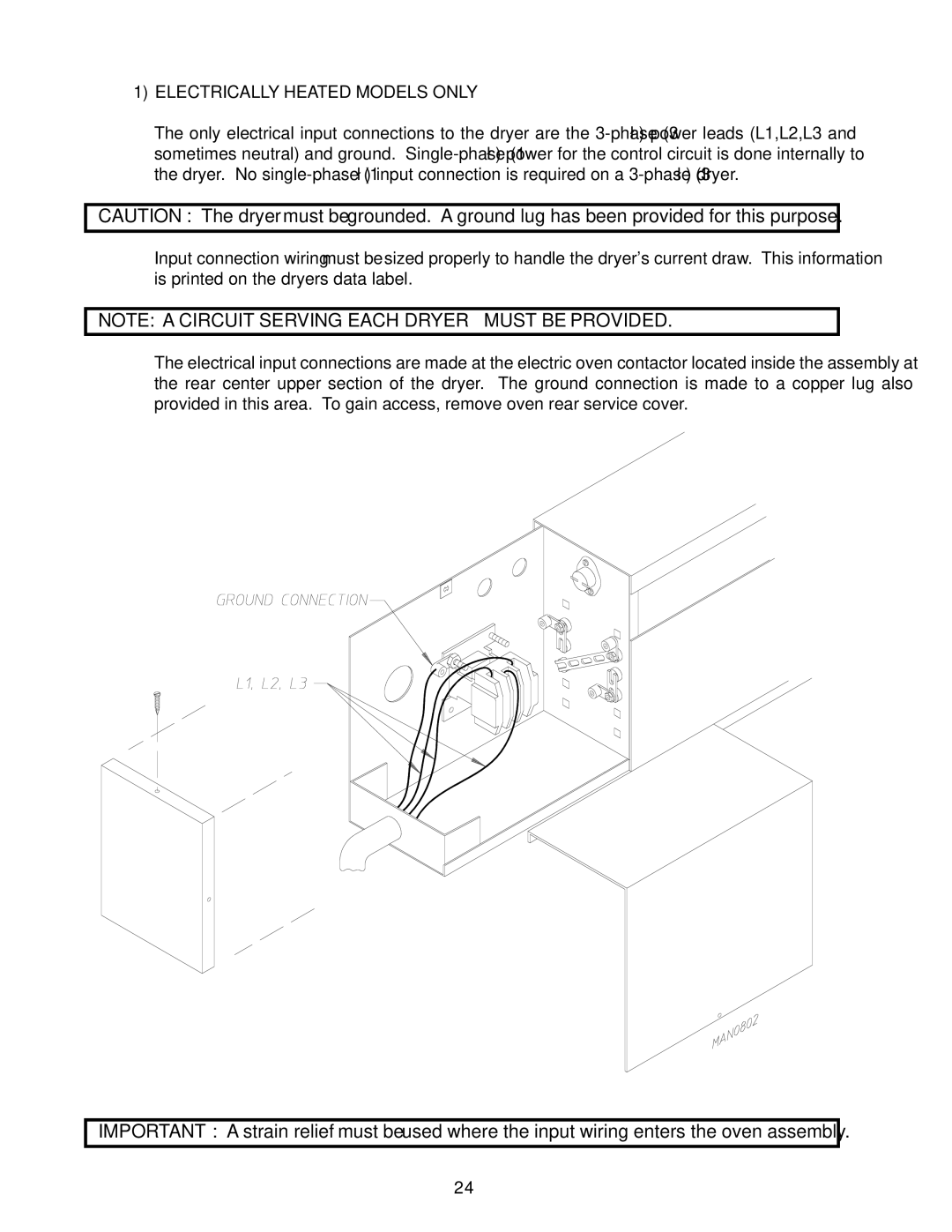 American Dryer Corp ML-78 installation manual Electrically Heated Models only 