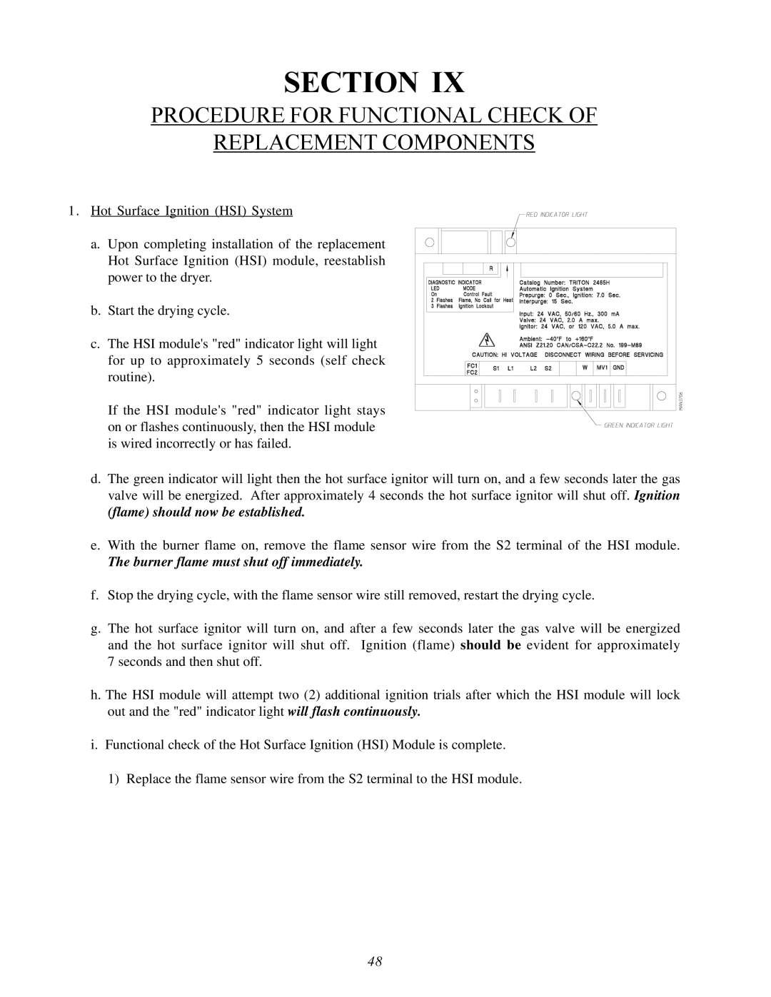 American Dryer Corp ML-78 installation manual Section, Procedure for Functional Check Replacement Components 