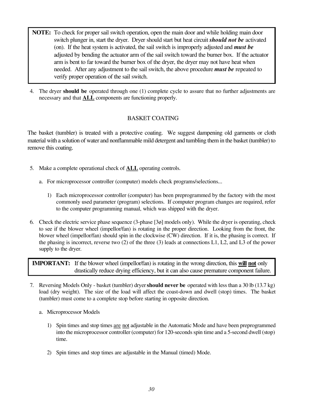 American Dryer Corp ML-78II installation manual Basket Coating 