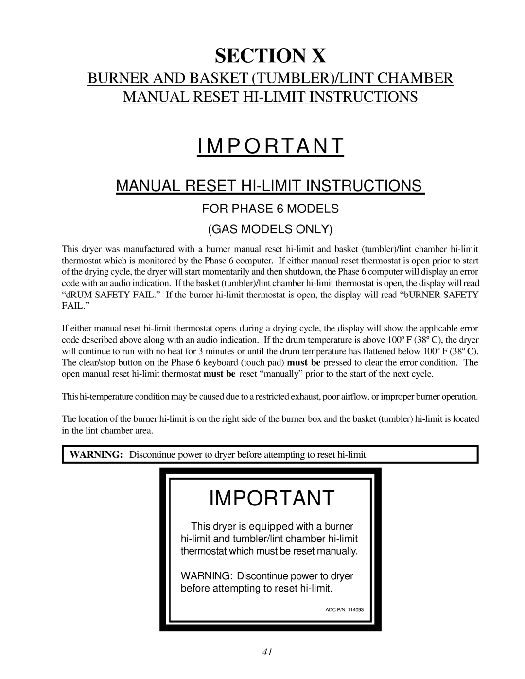 American Dryer Corp ML-78II installation manual P O Rta N T 