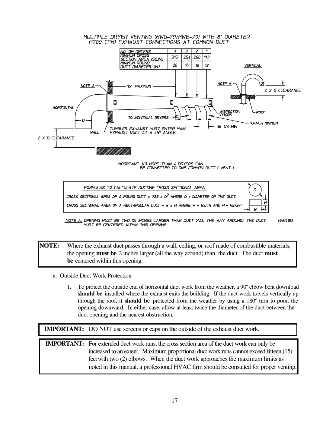 American Dryer Corp ML-79 manual Be centered within this opening 