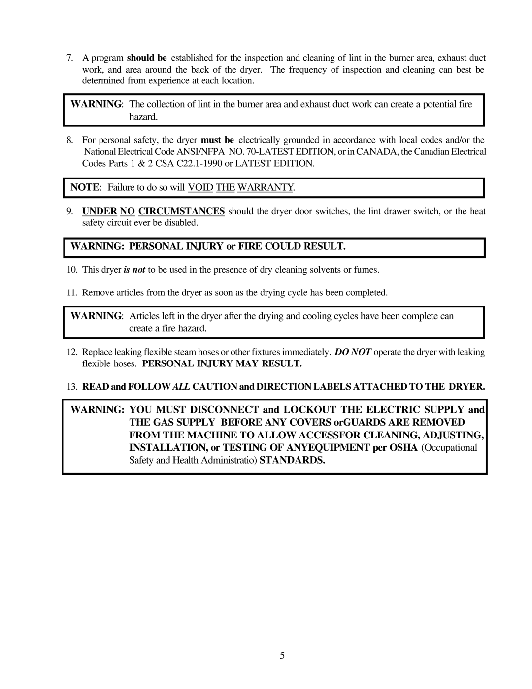 American Dryer Corp ML-79 manual 