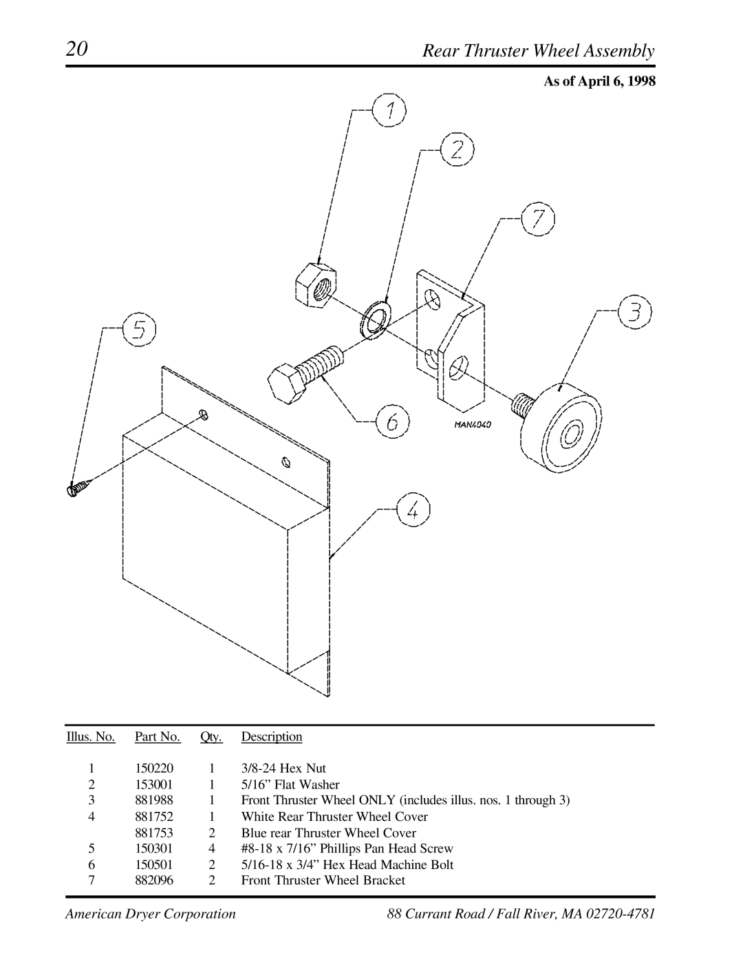 American Dryer Corp ML-95 manual As of April 6 