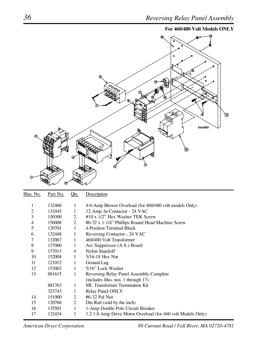 American Dryer Corp ML-95 manual For 460/480 Volt Models only 