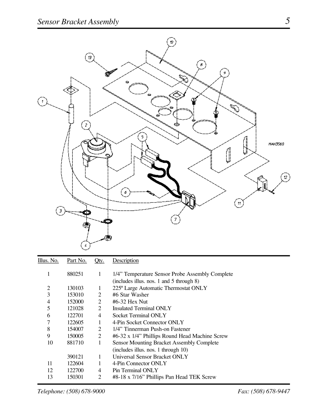 American Dryer Corp ML-95 manual Sensor Bracket Assembly 