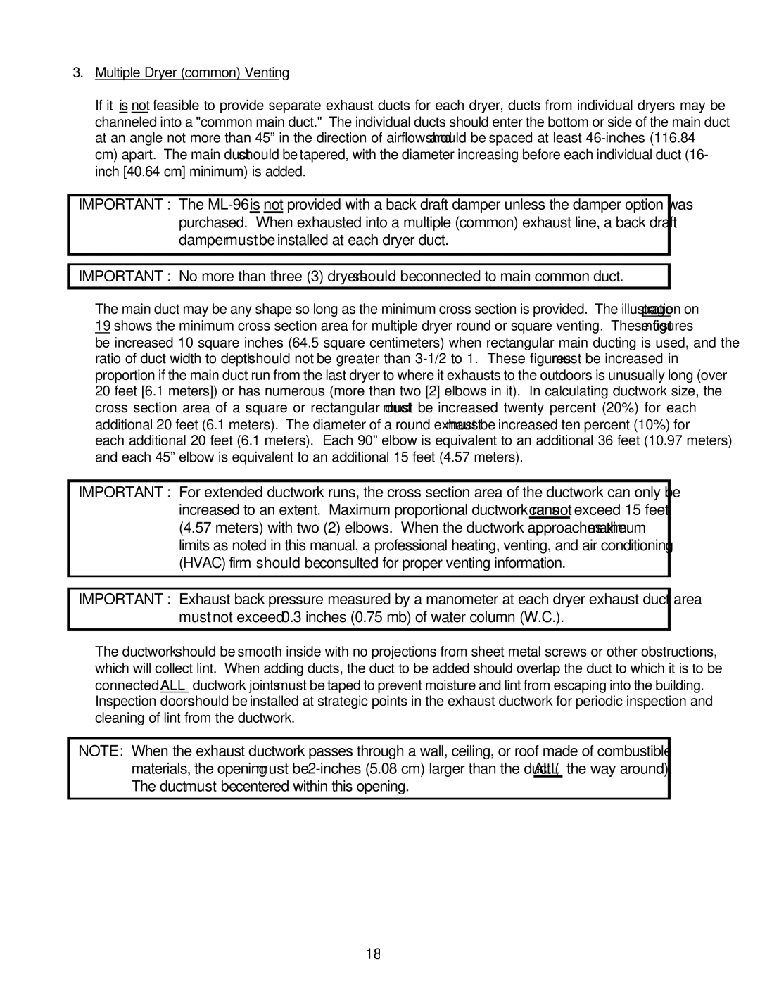 American Dryer Corp ML-96D installation manual 