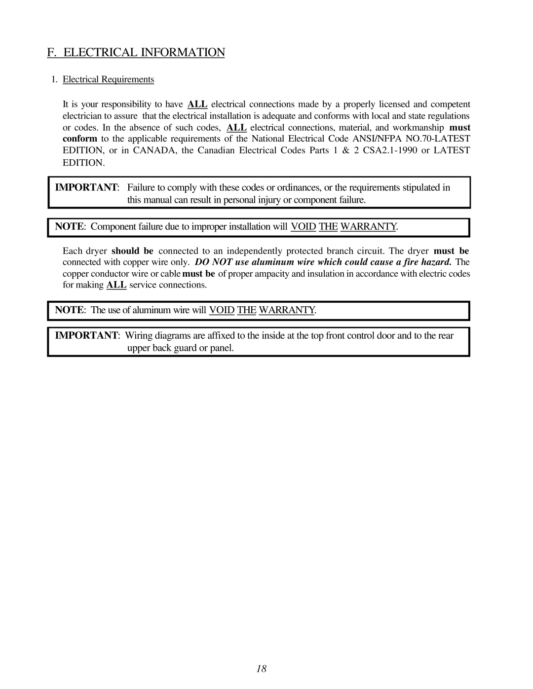 American Dryer Corp ML-96HS installation manual Electrical Information 