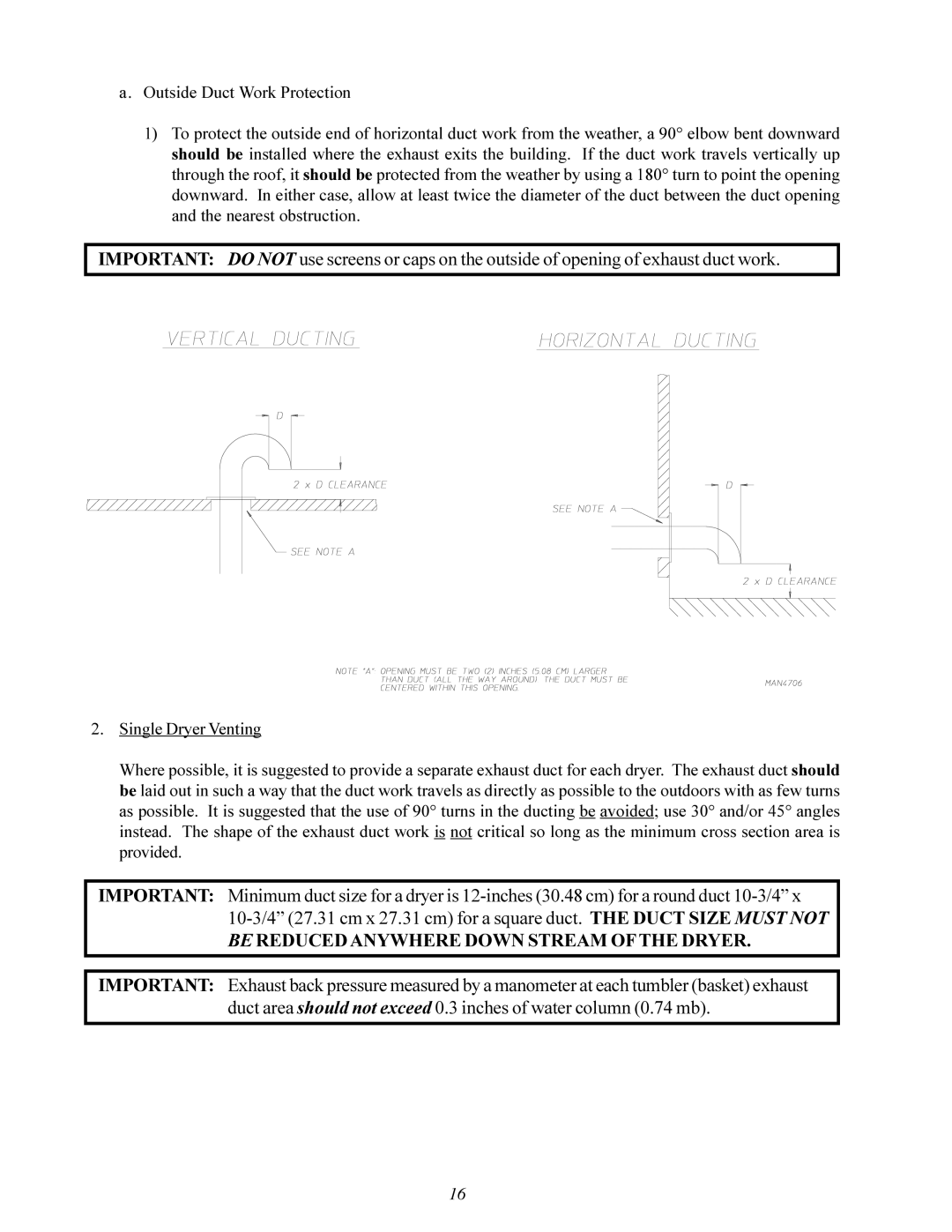 American Dryer Corp MLG-130DR (HSI) installation manual Be Reduced Anywhere Down Stream of the Dryer 