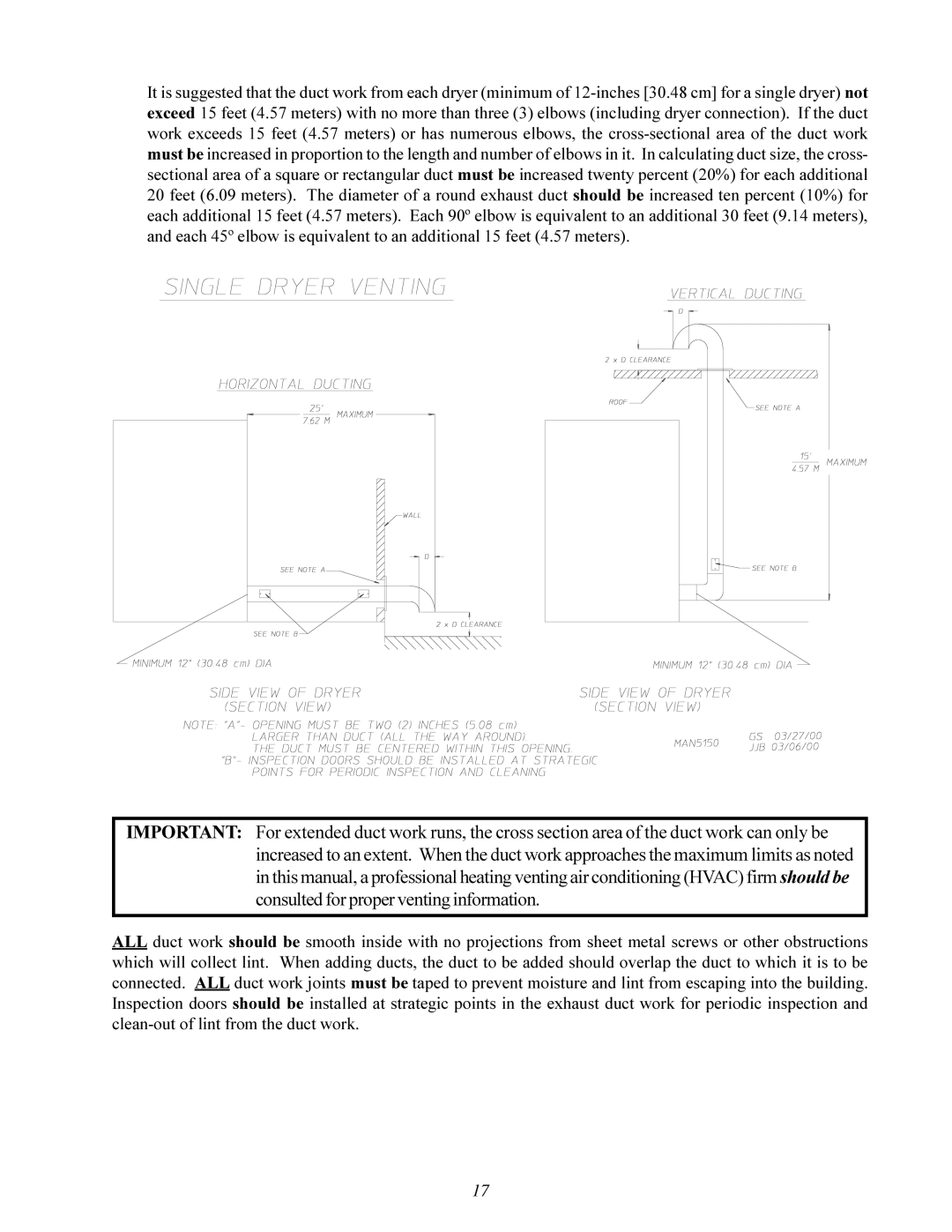 American Dryer Corp MLG-130DR (HSI) installation manual 