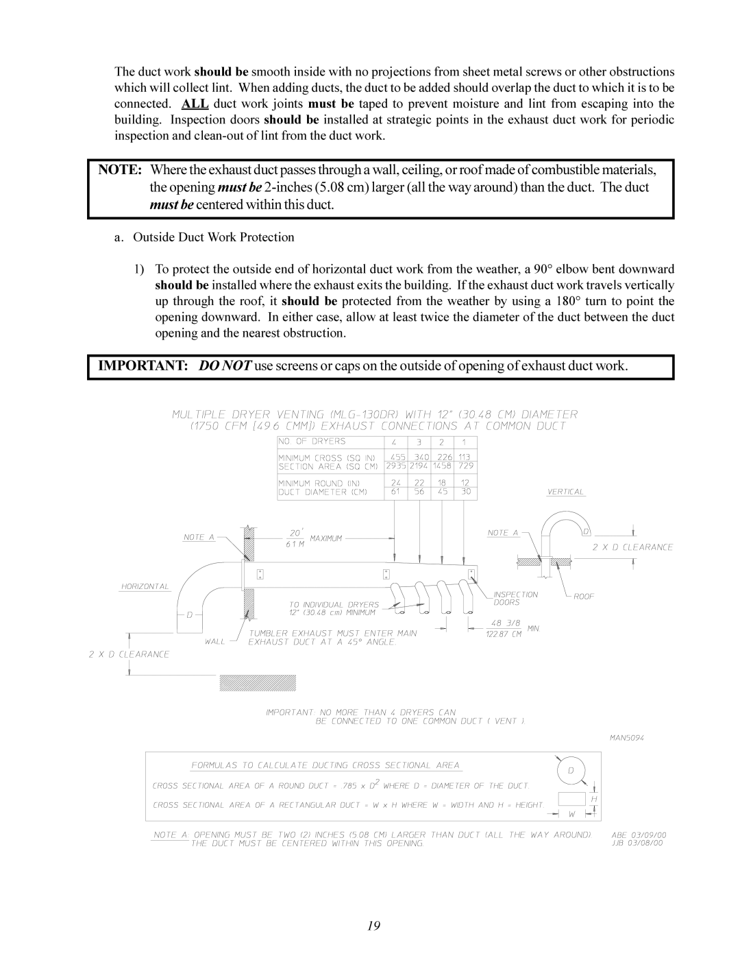 American Dryer Corp MLG-130DR (HSI) installation manual 